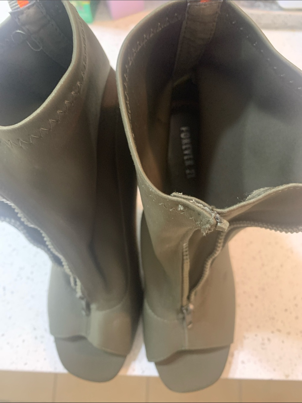Olive Green Women’s Zip Ankle Sandal Boots